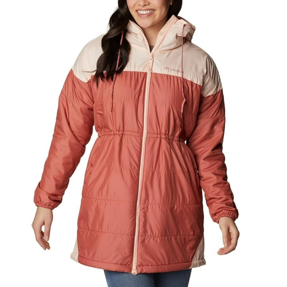 COLUMBIA Sm Flash Challenger Sherpa Lined Long Jacket Dark Coral Peach Blossom - Picture 1 of 7